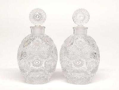 Two Rene Lalique 1937 Rose Perfume Bottles (7cm)