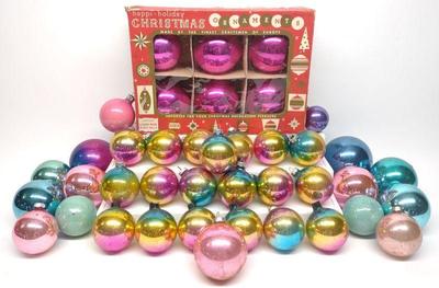 40 Vintage Glass Retro Colored Christmas Ornaments