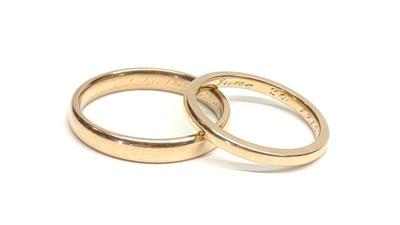 Pair of 1915 14K Gold Wedding Band Rings