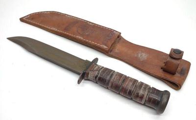 Vintage USMC KABAR Fighting Knife & Sheath