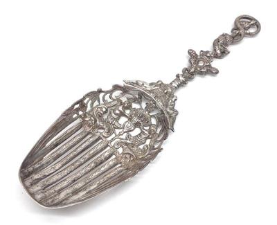 Antique Ornate Pierced Sterling Serving Spoon