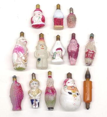 Sale Photo Thumbnail #302: (13) Vintage Christmas Figural Light Bulbs