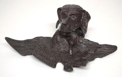 Cast Iron Hunting Dog Inkwell