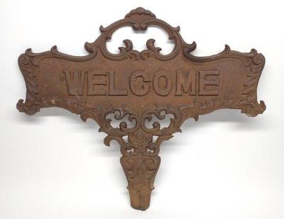Cast Iron Welcome Yard Stake Sign / Plaque