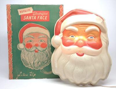 Vintage Royalite Santa Face W/ Original Box
