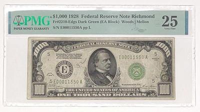 1928 $1000 Federal Reserve US Note Richmond PMG 25