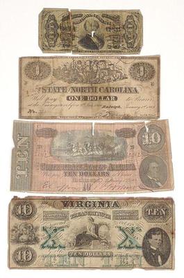 1860s Civil War US Notes Confederate & Shinplaster