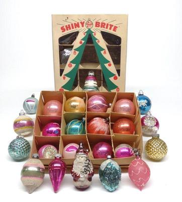 24 Vintage Figural Glass Christmas Ornaments