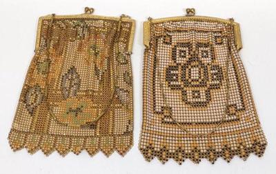 2 Vintage Art Deco Enamel Mesh Flapper Purses