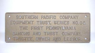 Vintage Southern Pacific Railroad Trust Plate