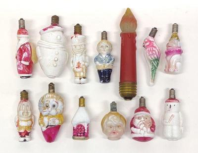 (13) Vintage Figural Christmas Light Bulbs