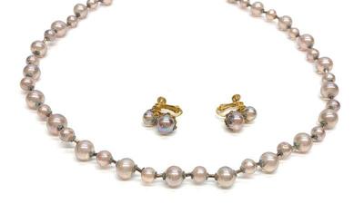 Miriam Haskell Signed Beaded Necklace & Earrings