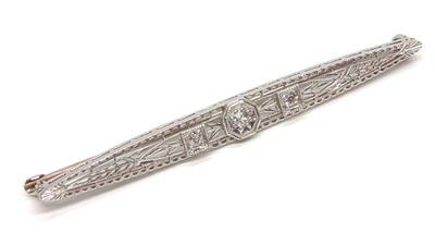 Platinum & 14K white Gold Art Deco Bar Brooch