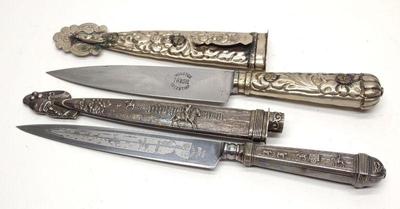 Pair of Antique Goucho Spanish Embossed Knives