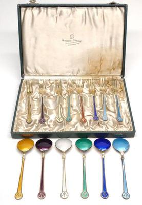 David Andersen 14 pc Sterling Spoon & Fork Set