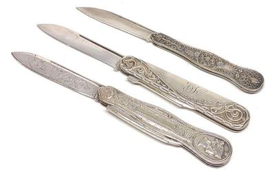 3 Victorian Ladies Fruit Knives (2 Sterling)