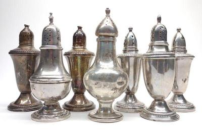 7 Sterling Silver Shakers (5 weighted sterling)