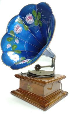 Antique Columbia Disc Graphophone w/ Painted Horn