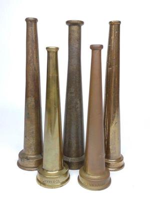 5 Vintage Brass Fire Nozzles
