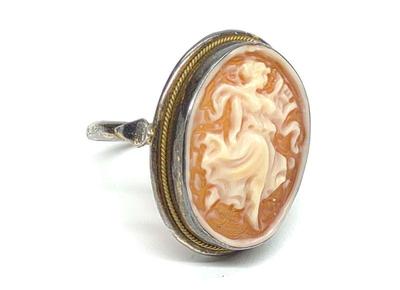 Vintage Sterling Silver Carved Cameo Ring (sz 6)
