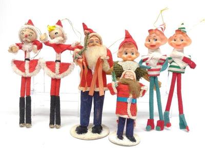 7 Vintage Japan Christmas Pipe Cleaner Figures