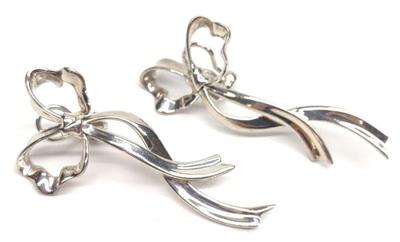 Tiffany & Co Sterling Silver Bow Clip On Earrings