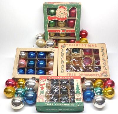 69 Vintage Larger Round Glass Christmas Ornaments