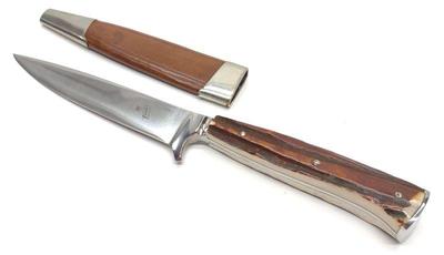 J.A. Henckels Stag Handle Skinning Knife & Sheath
