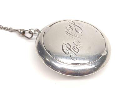 Antique Sterling Poudrier Powder Compact Necklace