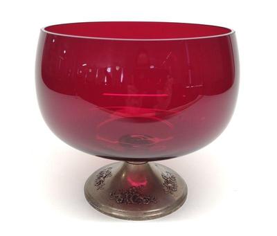 Gorham Ruby Red Glass Sterling Centerpiece Bowl