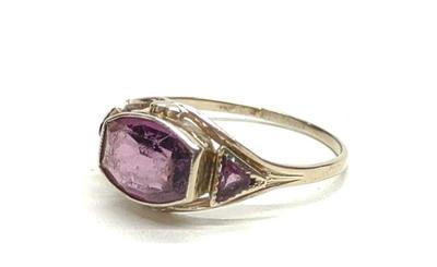 Art Deco 14K White Gold Amethyst Ring (sz 5.25)