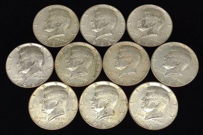 (10) 1964-69 Kennedy Half Dollar US Coins