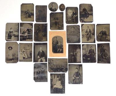 24 Antique Tin Type Portraits