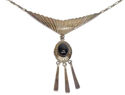 Nakai Navajo Sterling Silver Onyx Signed Necklace