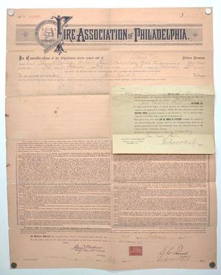 Antique c1900 Philadelphia Fire Insurance Document