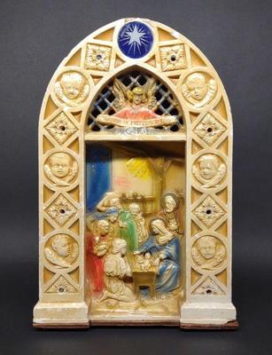 Vintage Chalk Ware Nativity Christmas Scene