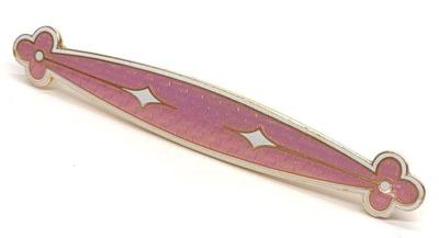 Art Deco 14K Gold Guilloche Enamel Bar Brooch
