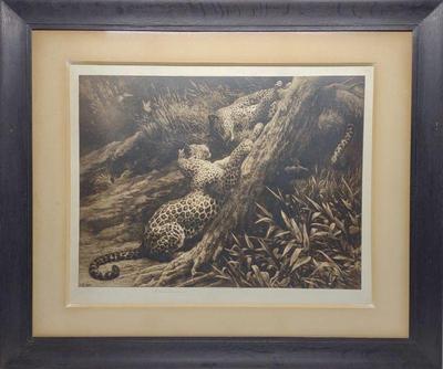 Herbert Dicksee Signed "Two Panthers" 1907
