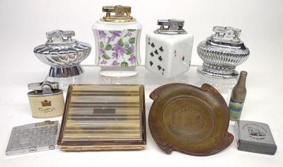 (7) Vintage Lighters, Cigarette Case & Ash Tray
