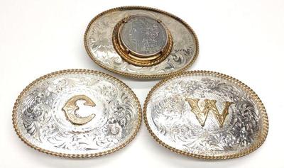 3 Montana Silversmiths Belt Buckles