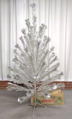 Vintage 6' Pom-Pom Aluminum Christmas Tree w/ Box