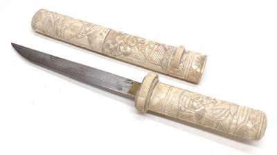 Antique Japanese Bone Tanto Dagger