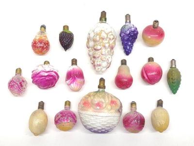 (16) Vintage Christmas Figural Fruit Light Bulbs
