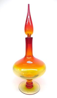 Blenko Amberina MCM Glass Wayne Husted Decanter