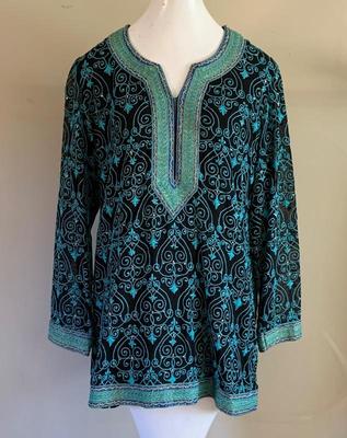 Aqua hippie blouse