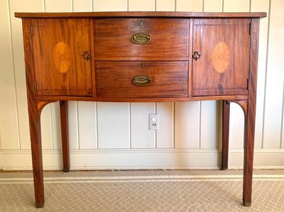 Sale Photo Thumbnail #36: Inlaid mahogany Hepplewhite-style sideboard, desirable small size