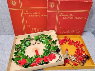 2 vintage noma light up candle wreaths