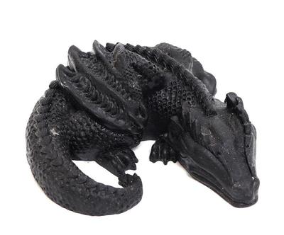 Lot 324 recumbent natural black tourmaline dragon
