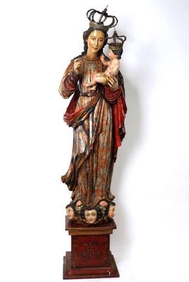 Lot 290 life size spanish colonial madonna child santo, 18th c.
