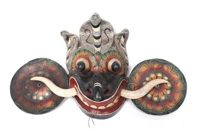 Lot 340 fantastic vintage indonesian dance mask cobra crown